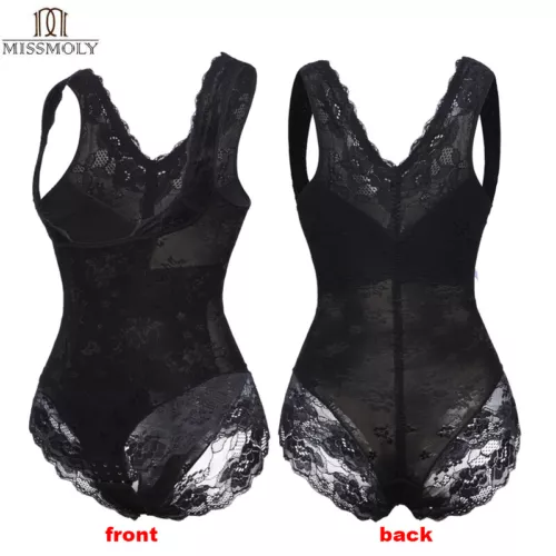 Mujeres Sexy Encaje Cuello Body Modelador de Cintura Entrenador Barriga Control Body Prendas con Forma - Imagen 20 de 24