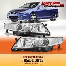 For 04-08 Acura Tsx Cl7 Cl9 Jdm Chrome Clear Projector Headlights Assembly Pair