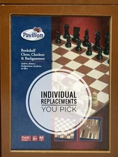 Chess Checkers Backgammon Bookshelf Wood Box Individual Replacements by Pavilion