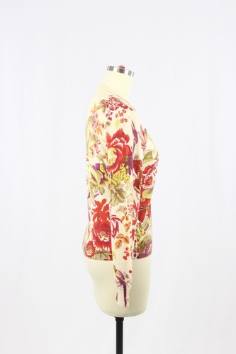 Vintage 90's KENZO JEANS Beige Red Floral Wool Knit Crew Neck Sweater, Size L - Picture 2 of 9