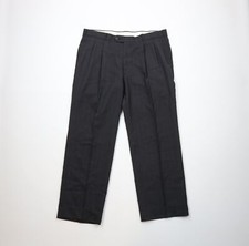 Vtg 70s Streetwear Mens 36x29 Pleated Pinstriped Wool Knit Wide Leg Chino Pants