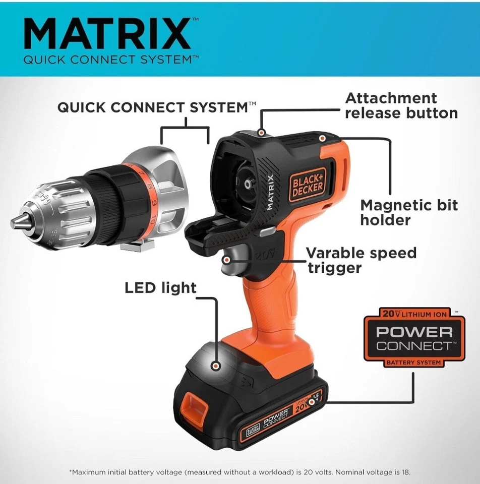 BLACK+DECKER 20V MAX MATRIX Drill, Power Tool Combo Kit, 6-Tool Set, Cordless... - Image 4 of 4