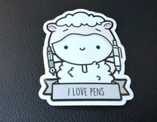 I Love Pens Sheep Sticker - The CoffeeMonsterz Co the coffeemonsterzco TCMC