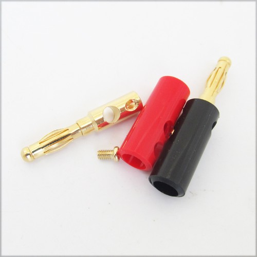 1pair Gold Plated Copper Lantern 4mm Speaker Test Wire Cable Screw Banana Plug - Picture 5 of 6