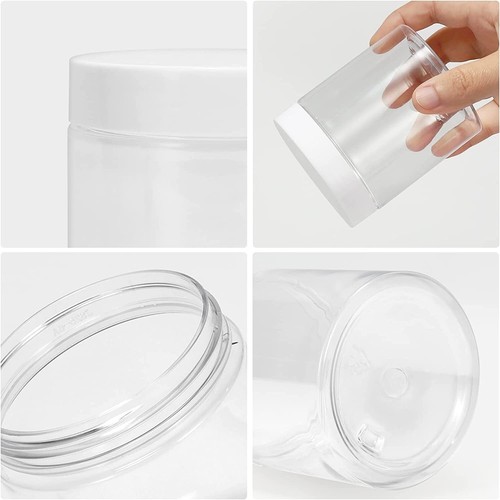 Clear Plastic Jars With White Lids 12 Pack 250ML BPA Free Container Storage Jars - Picture 7 of 11