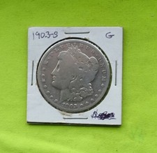1903 S Silver USA American Morgan DOLLAR (27.89 grams in Card) RARE