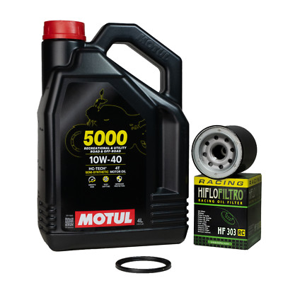 Motul 5000 10W40 104056 + Ölfilter HF303RC für Honda Kawasaki Suzuki Yamaha