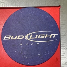 BUD LIGHT. BUDWEISER.4 INCH ROUND BEER COASTER RARE