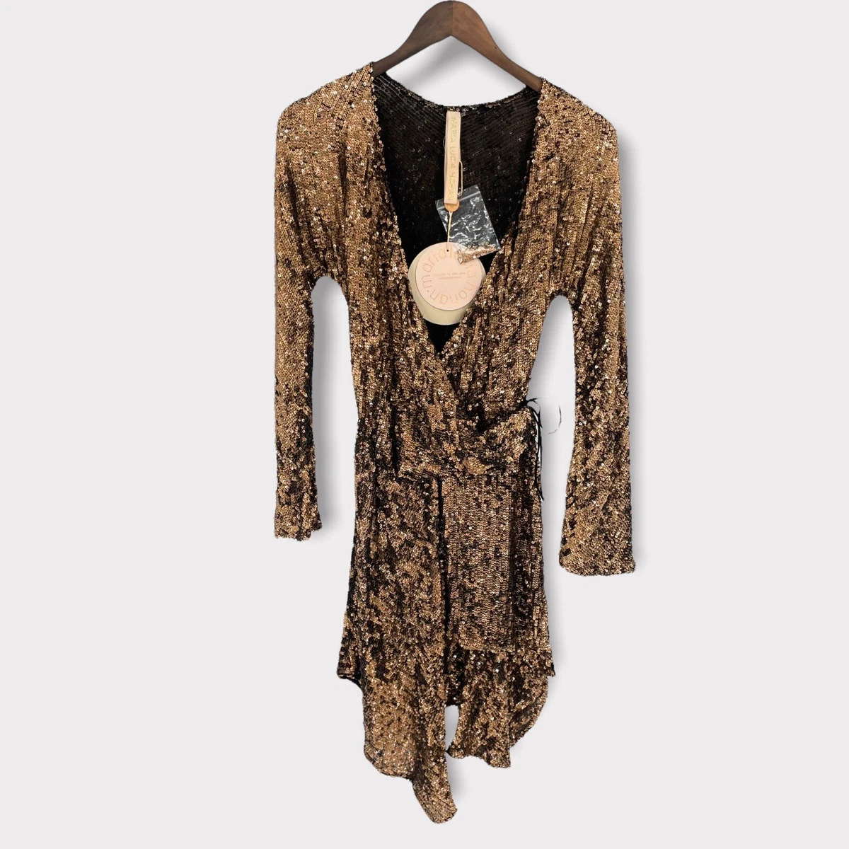 Maria Lucia Hohan Bronze Gallia Sequin Embellished Long Sleeve