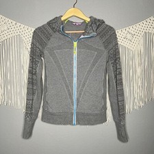 Ivivva Gray Zip Up Hooded Jacket Girls Size 12