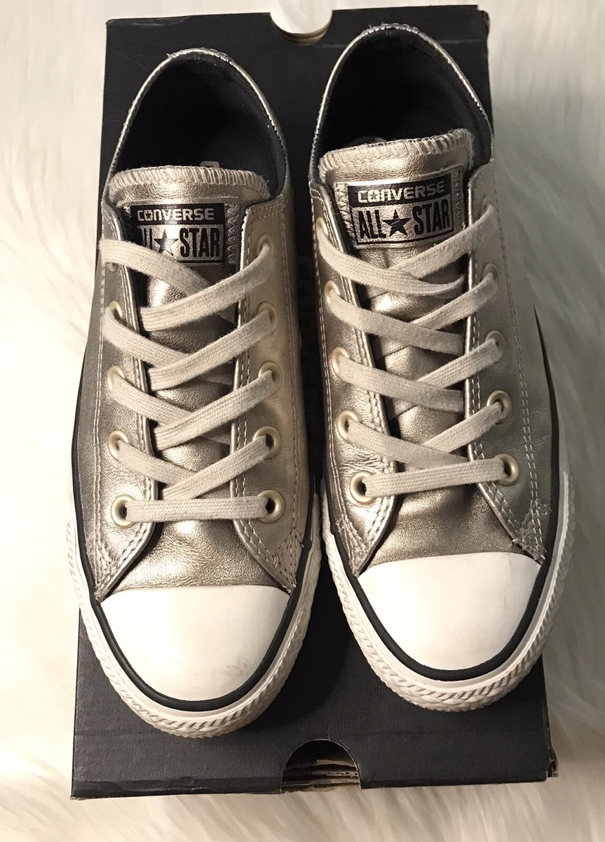 Converse silver metallic ox sale