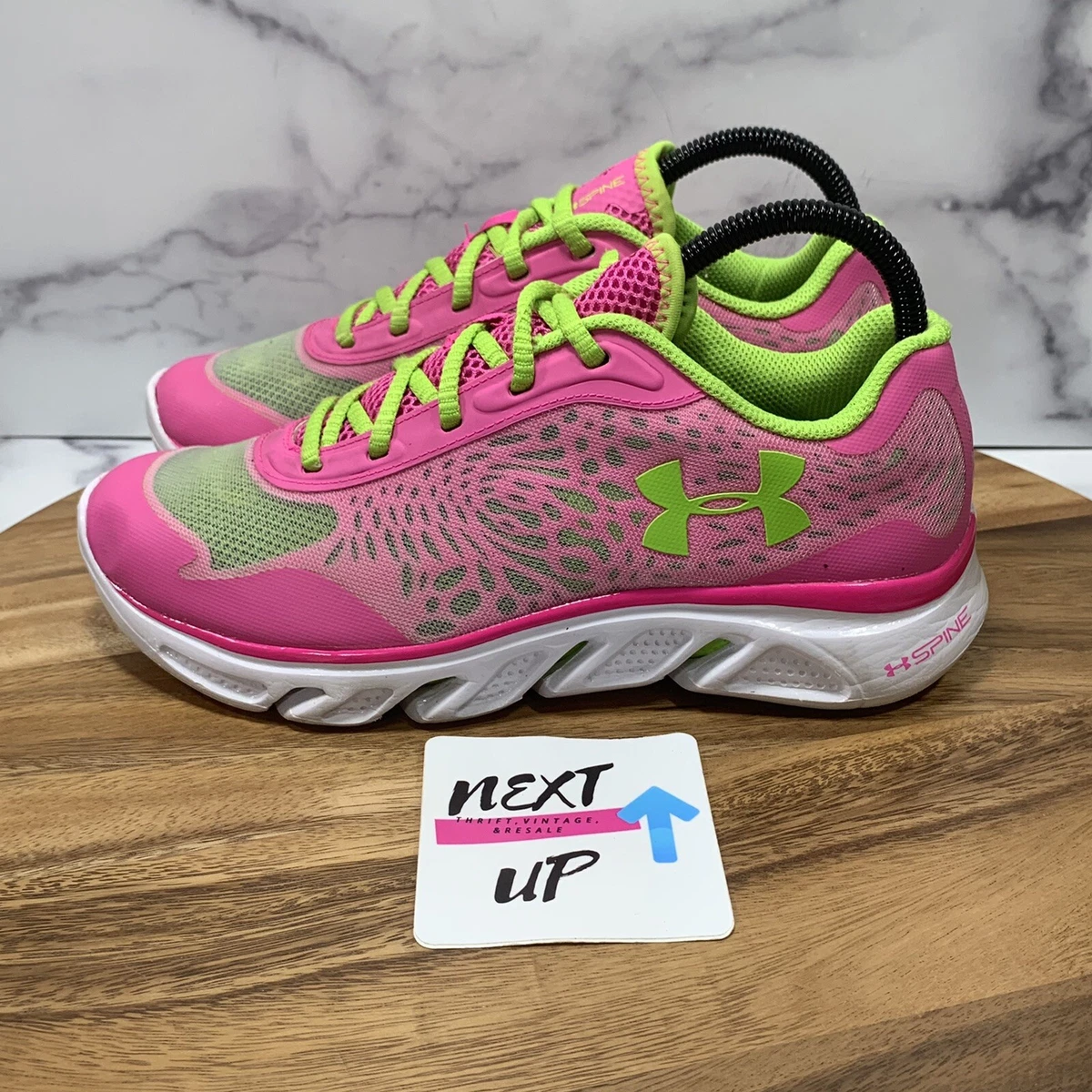 Under Armour Spine Pink Yellow Women s Athletic Running Shoes