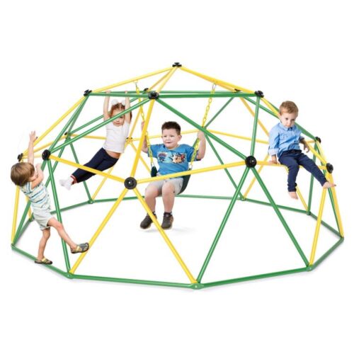 800 lbs Kids Dome Climber W/ Swing Seat 10Ft Geometric Child Climbing Dome 3-10Y