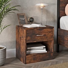 1 Drawer Compact Wooden Bedroom Bedside Cabinet Furniture Nightstand Side Table