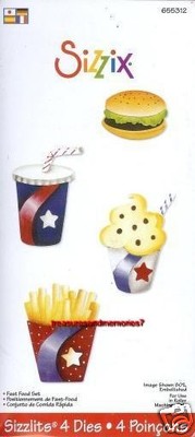 Sizzix Sizzlits FAST FOOD SET 655312 4 Dies Hamburger