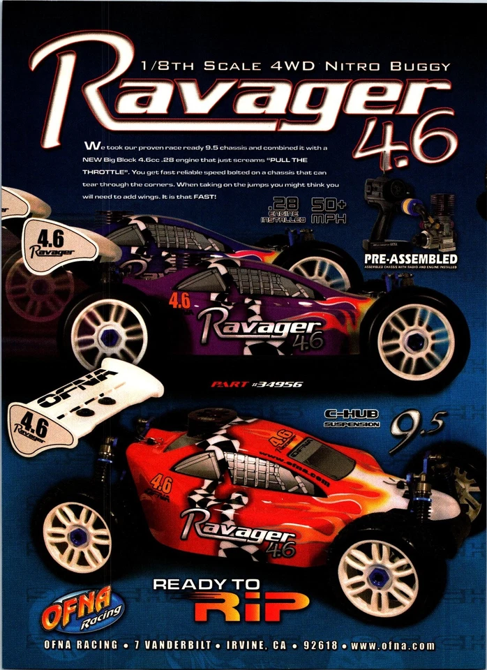 HoBao Ravager 4.6 RC Nitro Buggy Print Ad Wall Art Decor RTR Big Block OFNA - Image 2 of 3