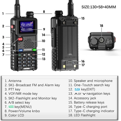 Radio 5RM 10W Ham Radio dalekiego zasięgu Ręczna modernizacja radia dwukierunkowego UV5R AR-5RM - Zdjęcie 8 z 11