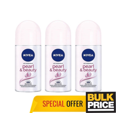 Nivea Pearl & Beauty Roll-On Deodorant 50 ml Fresh and Elegant (Pack of 3)