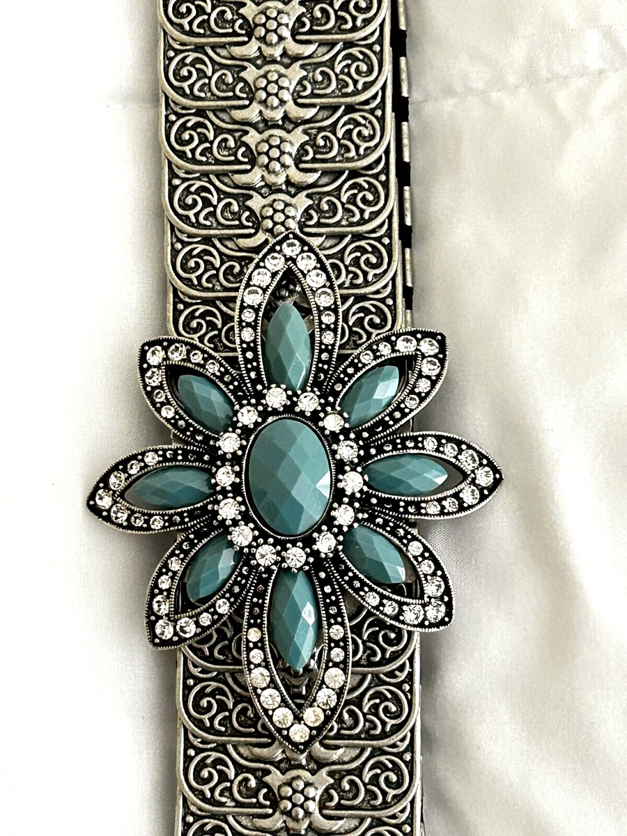 Vtg Navajo Southwest Belt Silver Tone Faux Turqoise  display picture 1
