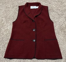 Janska Vest Womens Small Deep Wine Red Maroon Fleece Usa Acrylic Polyester