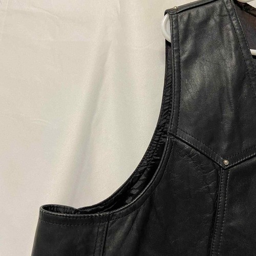 All American Rider Leather Vest Motorcycle Black Leather 2XL - Picture 4 of 12