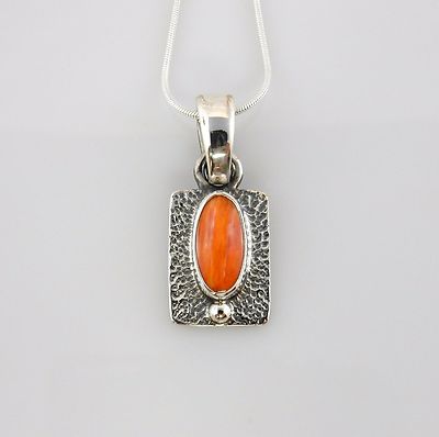 Natural Modern Spiny Oyster Sterling Silver Pendant 