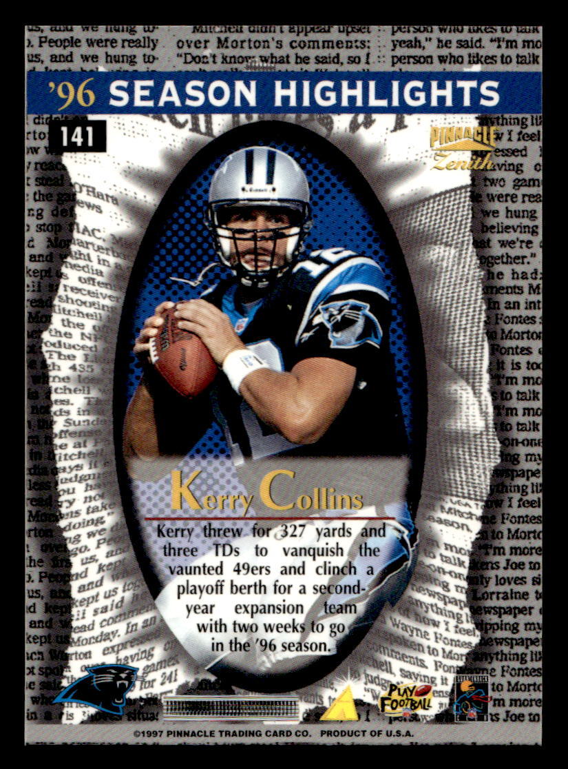 1997 Zenith #141 Kerry Collins Artist's Proof | eBay