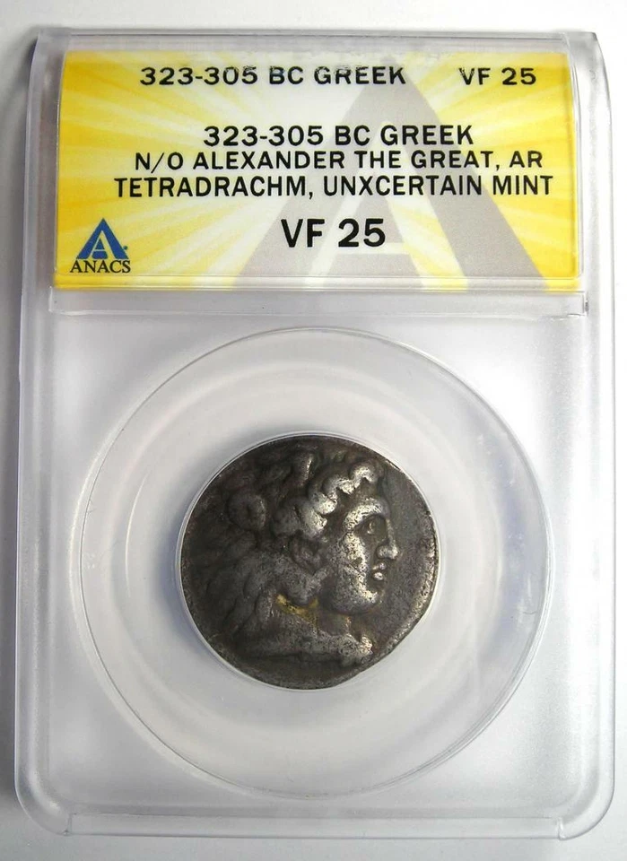 Alexander the Great III AR Tetradrachm Silver Coin 323-305 BC - ANACS VF25 - Image 2 of 4
