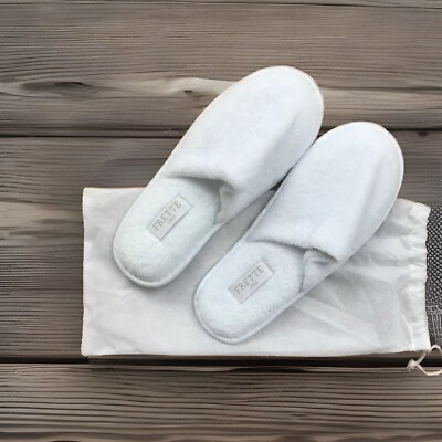 2x FRETTE 1860 Luxury Hotel Collection White Unisex Plush Slippers