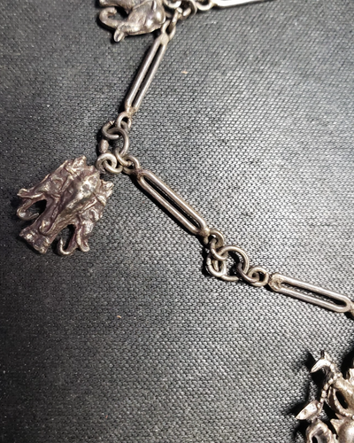 Siam Style Silver Tone Metal Mermaid Elephant Charm Bracelet Vintage Jewelry Gif - Picture 6 of 7