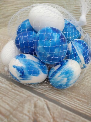 New 12 Blue & White TIE DYE Easter Eggs decorative Bunny Vase Filler Scatter Egg