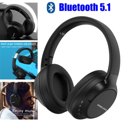 Wireless Bluetooth 5.1 Headphones Over Ear Headset Stereo Noise Cancelling + Mic