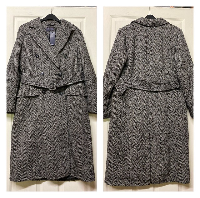 black herringbone coat womens