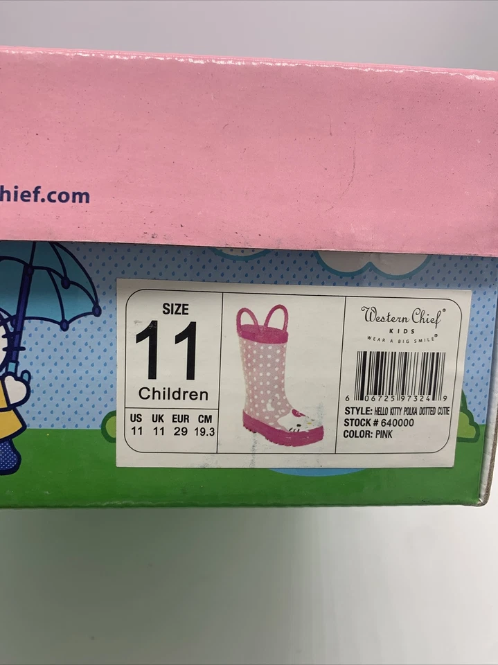 Western Chief Girl's Waterproof Rain Boot Size 1 1 Hello Kitty Pink 640000 NIB - Image 3 of 4