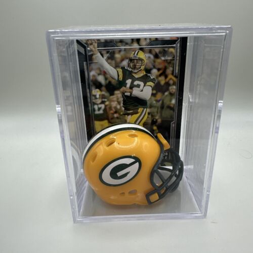 Green Bay Packers Players mini Football Helmet Shadowbox Rodgers, Cobb, Favre - Picture 1 of 4