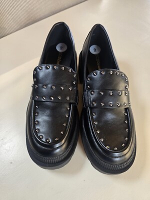 BCB Generation Marley Black Studded Loafer Womens Size 9 Y2K