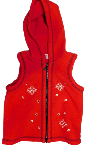 Chaleco polar Hanna Andersson 120 rojo sudadera con capucha blanco copos de nieve cremallera niñas 6-7 - Imagen 7 de 7