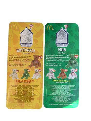 Ty Beanie Babies Britannia And Erin The Bear McDonalds Set of 2 1999 - Tag Date - Bild 2 von 2