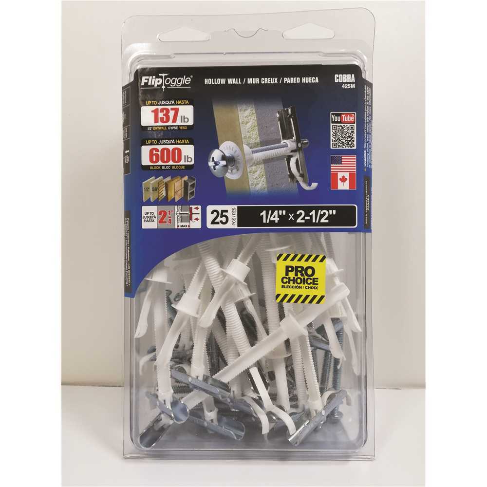 FLIPTOGGLE 425M 1 4 In 20 X 2 1 2 In Anchor Plus Bolts Pack Of 25 fliptoggle-425m-1-4-in-20-x-2-1-2-in-anchor-plus-bolts-pack-of-25