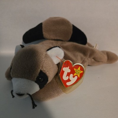 RINGO the RACCOON - TY BEANIE BABY - JULY 14 BIRTHDAY - 4th GEN. - PVC PELLETS