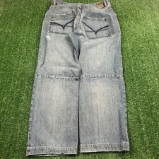 VTG Ecko Unltd. Baggy Assymetric Pocket Relaxed Straight Jeans 34x29" Blue Y2K