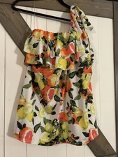 SWIM by Cacique Sz 26 Artsy Ruffled One Shoulder Tankini TOP Wireless Power net