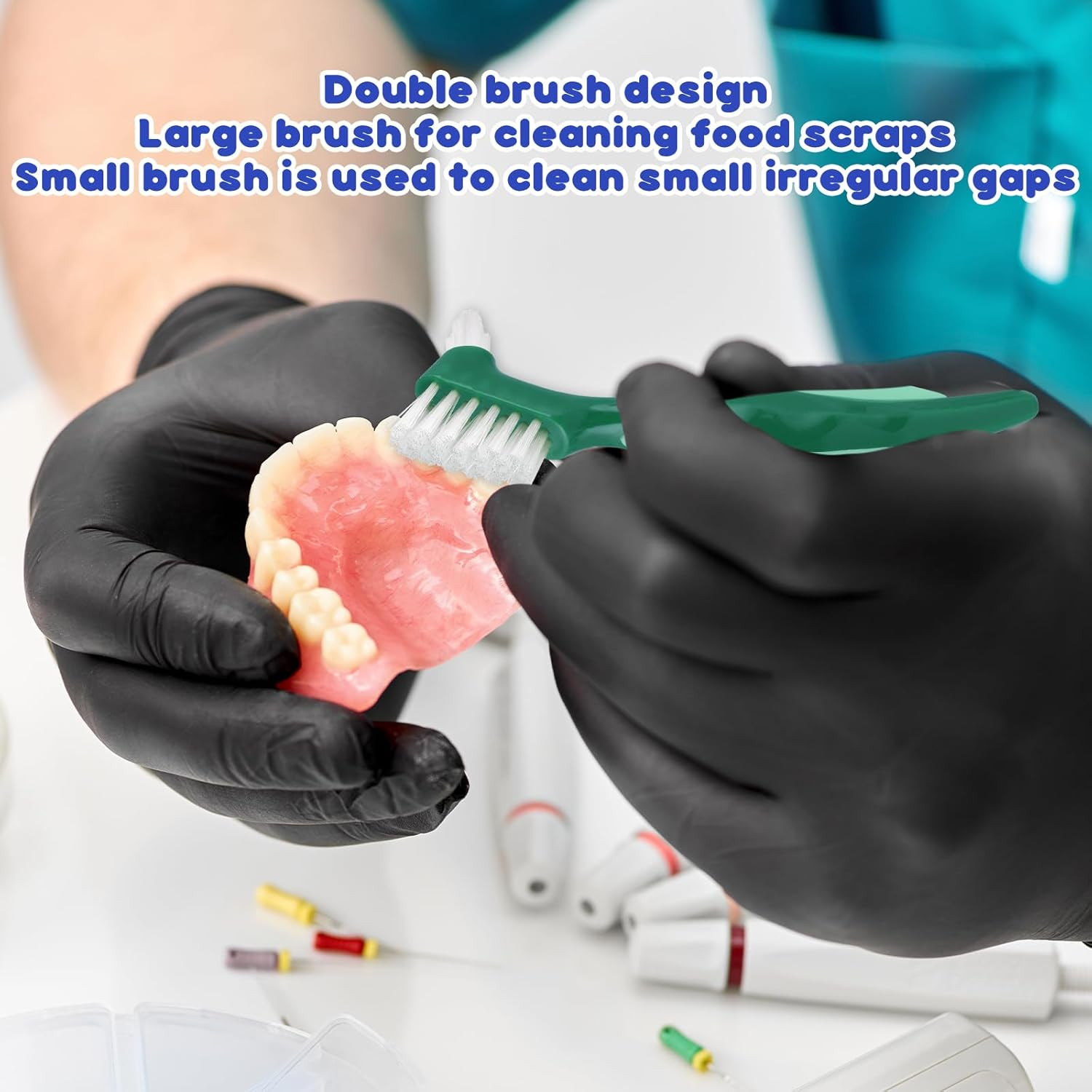 3 Pcs Hard Denture Brush 3 Colors Premium Hygiene Denture Cleaning Brush for De