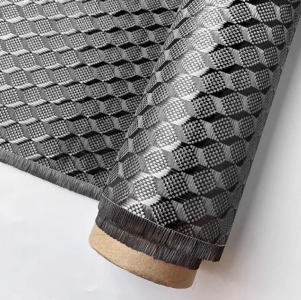 1pcs Cubed Jacquard Black Carbon Fiber Fabric Cloth 3K 240g 50cmx100cm - second product detail image