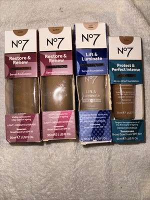 No 7 Skincare Lot (2) Restore and Renew + Lift and Luminate + Protect Perfect