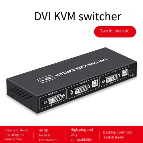 DVI KVM- 2-In-1 4K Computer Teilen USB-Tastatur Maus Druckmonitor Mult6515 - Afbeelding 3 van 6