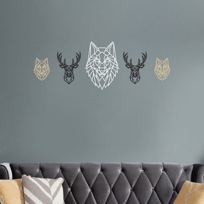 Geometrischer Tierkopf Hirsch & Wolf Hirsch Laser geschnitten Acryl Wandbild modernes Design