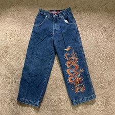 Vintage Y2K JNCO Jeans Wide Leg Dragon Graphic Denim Pants youth size 8 clean