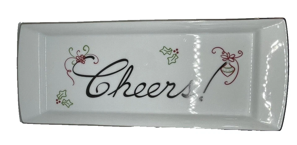 St. Nicholas Square Hand Painted Tis the Season Ceramic Serving Tray Dish Plate - Image 2 of 4