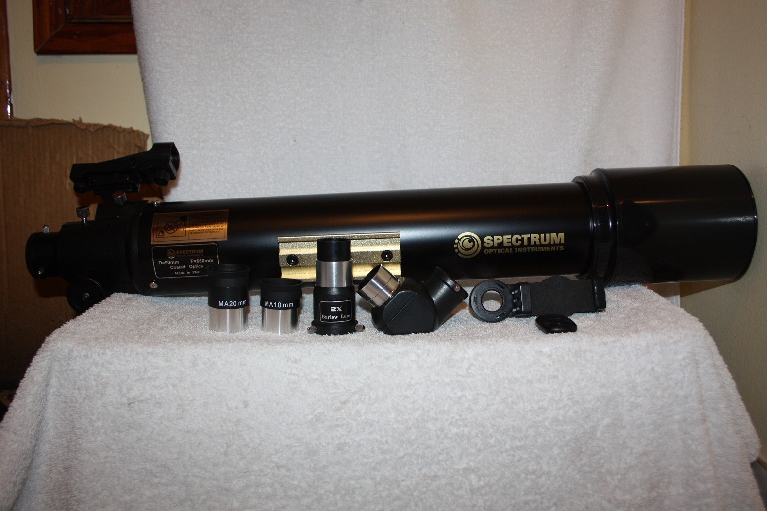 Spectrum 90mm f/7 Refracting Telescope Optical Tube with Red